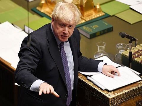 Britain's Prime Minister Boris Johnson speaks in the House of Commons in London on October 22, 2019, at the opening of the debate into the Brexit withdrawal agreement bill