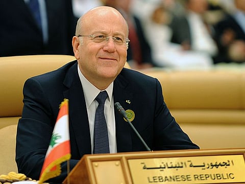In this file photo taken on January 21, 2013, Lebanese Prime Minister Najib Mikati attends the third Arab Economic, Social and Development Summit in Riyadh.