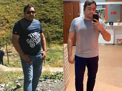 Omair Baig before (left) and after