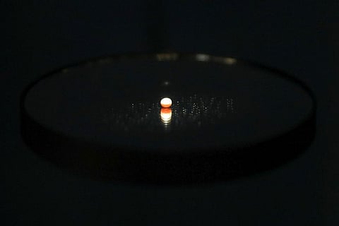 A natural pearl, that archeologists claim to be 8000-years-old, on display at the Louvre Abu Dhabi Museum in Abu Dhabi, United Arab Emirates October 27, 2019. REUTERS/Christopher Pike