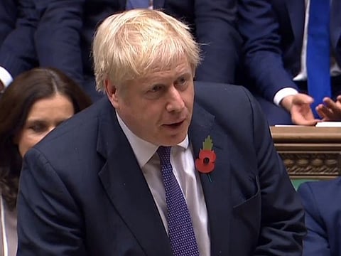 Britain's Prime Minister Boris Johnson speaks in the House of Commons in London on October 28, 2019.