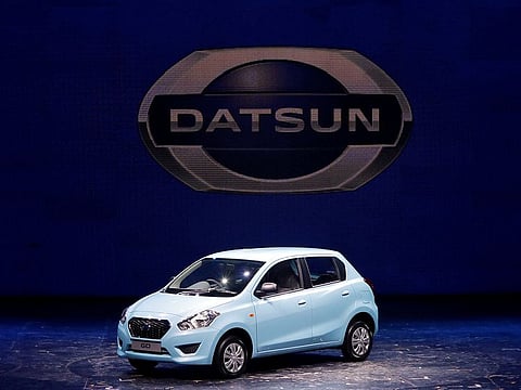 The 'Datsun Go' is pictured after its launch in Gurgaon on the outskirts of New Delhi