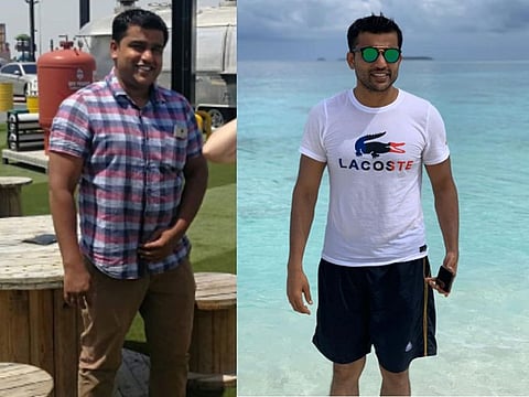 Abdul Salu before (left) and after