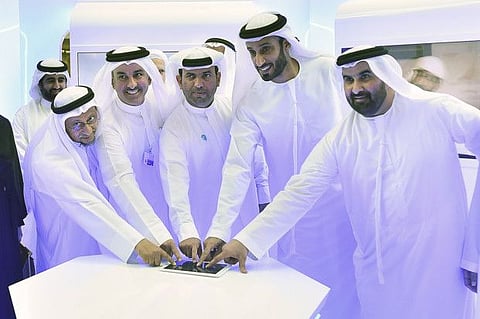 (From left)Ahmed Abdul Aziz Al Haddad (Director of IFTA Department), Buti Abdullah Mohammed Al Jumairi (Executive Director Corporate Support), Ahmed Darwish Saif Al Muhairi (Chief Executive of Charitable) Khalfan Juma Belhoul (CEO of Dubai Future Foundation) and Mohammed Ali Bin Zayed Al Falasi at the launching ceremony of the Virtual Ifta Initiative on 29th October, 2019. Photo Clint Egbert/Gulf News