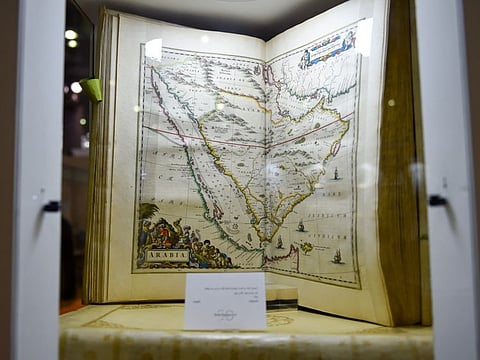 A particularly handsome set of the Dutch edition of the greatest atlas ever published worth 750,000£ displayed at Peter Harrington stannd, during the 38th edition of the Sharjah International Book Fair (SIBF) at the Sharjah Expo Centre on Wednesday. 30th October 2019, Photo: Ahmed Ramzan/ Gulf News