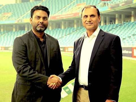 Mubasher Usmani (left), the General Secretary of the Emirates Cricket Board