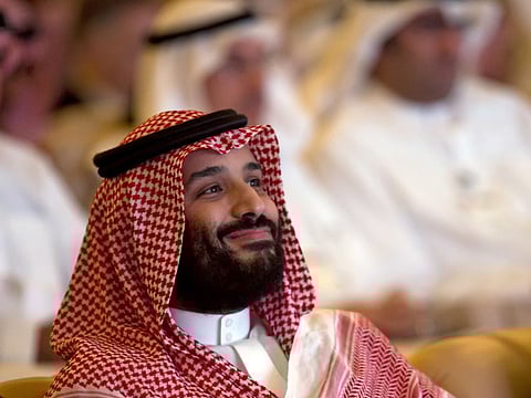 Saudi Crown Prince Mohammed Bin Salman smiles as he attends the Future Investment Initiative summit in Riyadh, Saudi Arabia