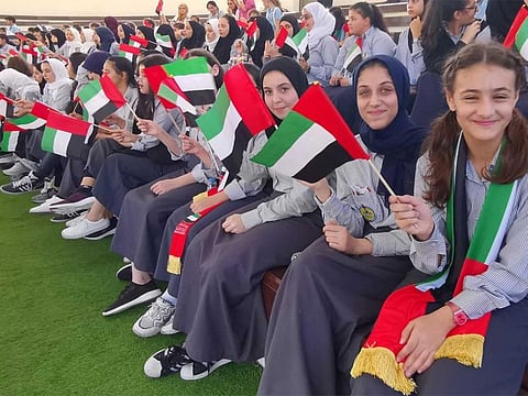 File picture of students from different schools celebrating UAE Flag Day at Sharjah Flag Island. Photo for illustrative purpose only