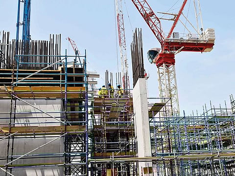 Workers at a construction site in Dubai.