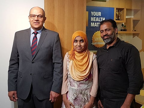 Shahma with her father Mr. Kareem (right) and Dr. Yasser (left)