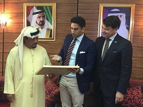 Lt General Dahi Khalfan Tamim, Deputy Chairman of Police and Public Security in Dubai with Saman Naziri, General Manager, ME, Sensys Gatso and Henrik Landerholm, Ambassador of Sweden to the UAE