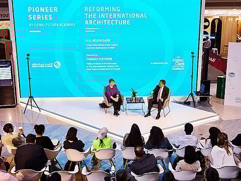 During Dubai Future Week, which is organized by Dubai Future Foundation at Jumeirah Emirates Towers until November 7, Helen Clark, former Prime Minister of New Zealand, former Administrator of the United Nations Development Programme (UNDP) and patron of The Helen Clark Foundation (THCF), a New Zealand-based public policy think tank, spoke about the spread of negative content on social media and its impact on human behavior.
COURTESY Dubai Future Foundation