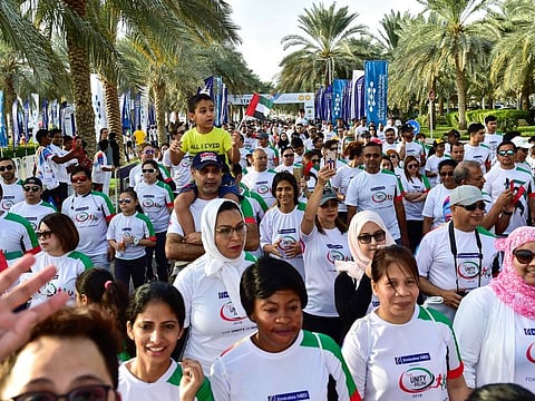 Residents from different age and Nationalities participate in the 3 km Emirates NBD Unity Run at Dubai Silicon Oasis Photo; Virendra Saklani/Gulf News archives
