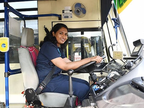 A rare achievement: Suja completed her heavy vehicle driver's licence training successfully in September