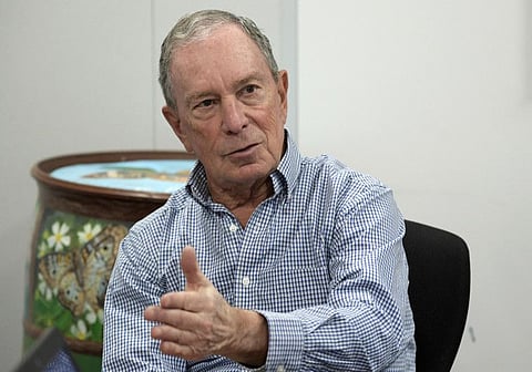 In this Feb. 8, 2019 file photo, former New York City Mayor Michael Bloomberg answers a question during an interview with The Associated Press in Orlando, Fla. Bloomberg, the billionaire former mayor of New York City, is opening the door to a 2020 presidential campaign.