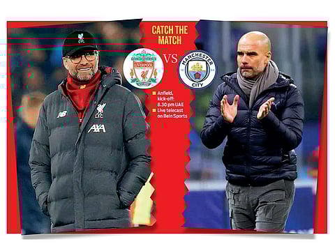 Pep Guardiola (right) will be desperate to make a dent in the Anfield fortress of Juergen Klopp.