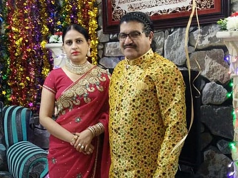 Kajal with her husband Rasheed Khan. She is facing issues in renewing her Pakistani Identity.