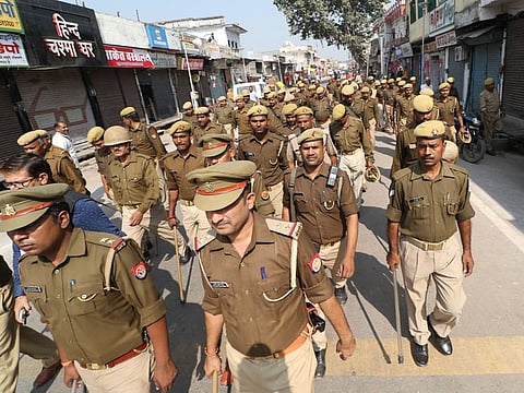 Security personnel on alert around Ayodhya on Tuesday, November 11, 2019.