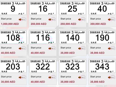 Sharjah Police and Emirates Auction to offer new package of distinguished number plates on November 16