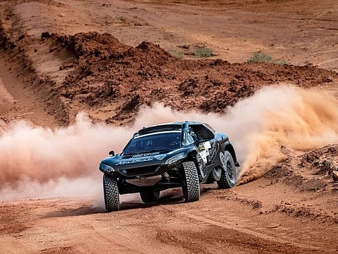 Sheikh Khalid Al Qassimi, the top-seeded T1 driver in his Abu Dhabi Racing Peugeot 2008 Dakar.