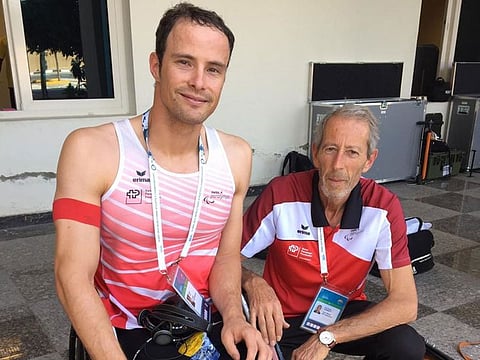 Marcel Hug (left) with his coach and mentor Paul Odermatt.