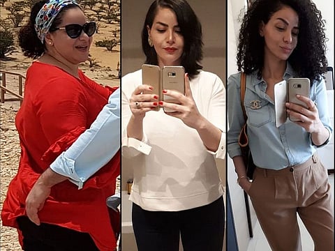 Mouna El Khoury at various points during her journey