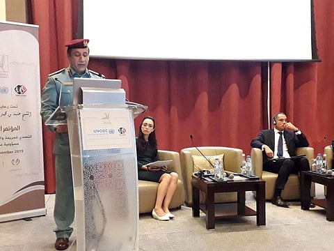 Ministry of Interior’s Deputy Director General of Federal Criminal Police addresses the a conference on Prevention of Crime and Extremism: A collective responsibility in the capital on Sunday. It was organised by Wajeb Volunteering Association along with the United Nations Office on Drugs and Crime.
Picture by Anwar