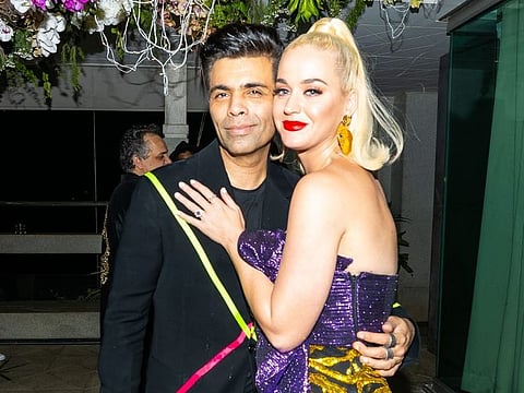 Filmmaker Karan Johar with pop singer Katy Perry at a party hosted by him for her at his residence.