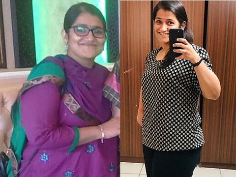 Ranjini Radhakrishnan before (left) and after