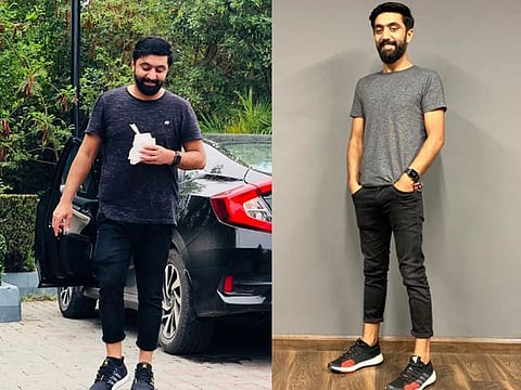 Khurram before (left) and after his weightloss