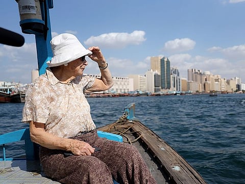 Lady Margaret Bullard, 90, had feelings of nostalgia as she took an abra ride along Dubai Creek.