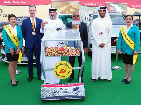 The Dubai Duty Free Millennium Millionaire and Finest Surprise draw was conducted by Dubai Duty Free Chief Operating Officer, Ramesh Cidambi, Salah Tahlak, Executive Vice President for Corporate Services, , Bernard Creed, SVP – Finance and Zayed Al Shebli, VP - Loss Prevention and Corporate Security.
COURTESY DDF