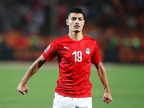 Egypt's Abdel Rahman Magdi celebrates scoring their second goal.