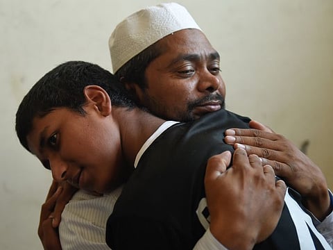 Perwez Alam with him family at his residence in Sharjah. Perwez Alam, missing for more than two weeks from Sharjah, has been found in Ajman. 19th July 2019 Photo: Ahmed Ramzan/ Gulf News