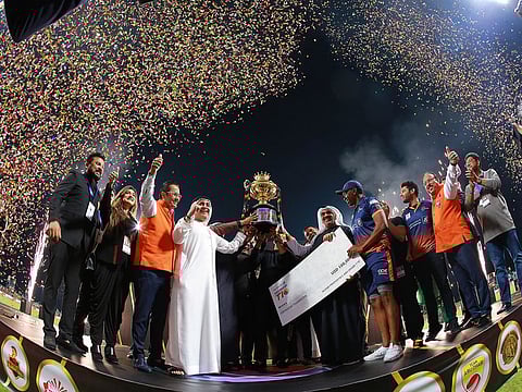 A scene from the awards ceremony of Abu Dhabi T10 League last year when Maratha Arabians emerged as the champions.