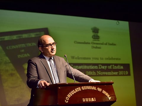 Shri Vipul, the Consul General of India in Dubai, at the Constitution Day Of India event on 26th November, 2019. Photo Clint Egbert/Gulf News