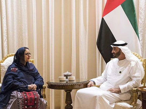 His Highness Shaikh Mohamed Bin Zayed, Crown Prince of Abu Dhabi and Deputy Supreme Commander of the UAE Armed Forces received Zubaida jalal Khan, Pakistan's Minister for Defence Production on Monday in Abu Dhabi.