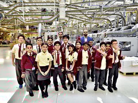 The GEMS Cambridge International School, Sharjah students get a tour of the Gulf News Printing Press in DIP on 26th November, 2019. Photo Clint Egbert/Gulf News