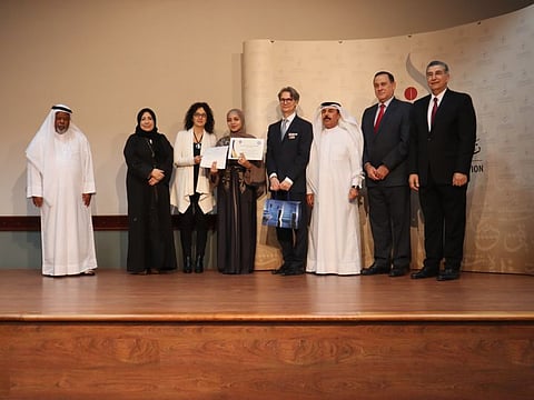 Dubai// Israa Yousuf, a grade 12 pupil at Dubai-based Al Ahlia Charity School, has won the first place prize in in the short story competition organised recently by the American University in Dubai (AUD).