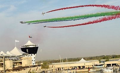 UAE's Al Fursan acrobatic display holds the spectators in thrall at the F1 Etihad Airways Abu Dhabi Grand Prix at Yas Marina last year.