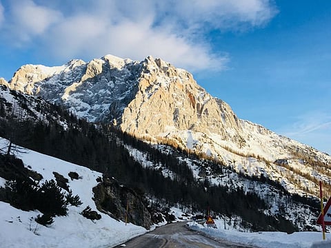 After making our way up dozens of switchbacks through Slovenia’s Vrsic Pass, this was the view on the way down into the Soca Valley.