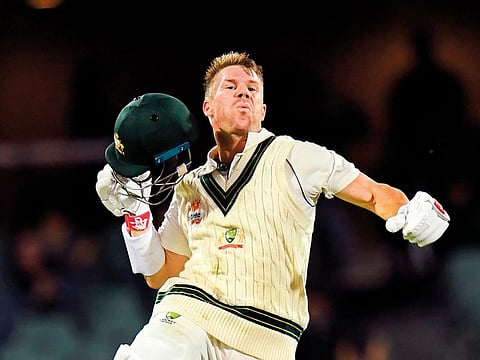Australian opener David Warner is ecstatic on reaching 300 against Pakistan at the Adelaide Oval on Saturday.