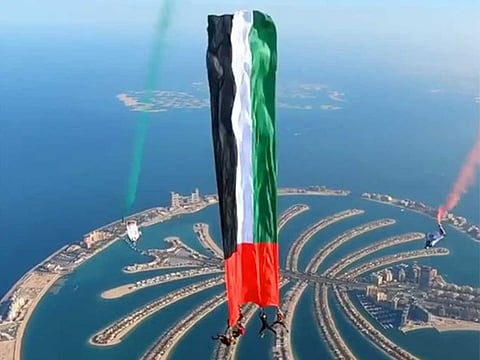 UAE flag flutters in the sky, ahead of UAE National Day