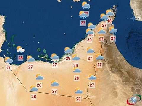 UAE weather forecast for Tuesday, December 3.