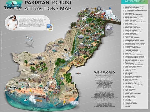 Dubai based Pakistani Assam has drawn a unique tourist map identifying 71 'must see' places across the country.