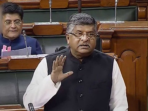 Union Minister Ravi Shankar Prasad speaks during the Winter Session of Parliament, in New Delhi, Wednesday, Dec. 4, 2019. The Union Cabinet on Wednesday gave its nod to the Citizenship (Amendment) Bill, 2019 that seeks to provide Indian nationality to Hindus, Christians, Sikhs, Parsis, Jains and Buddhists fleeing persecution in Pakistan, Afghanistan and Bangladesh, said sources.