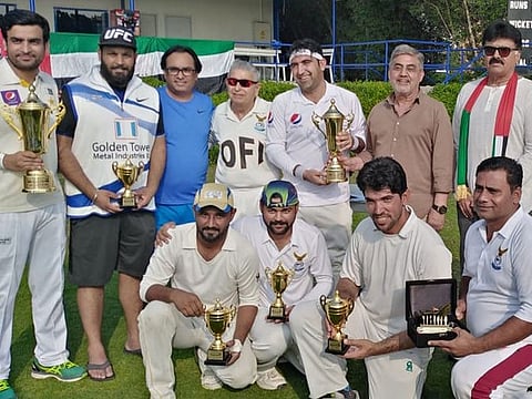 Winner and individual prize winners at the 19th City Diamond Cricket Cup held to celebrate the 48th UAE National Day.