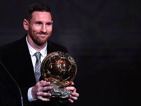 Lionel Messi with his sixth Ballon d'Or.