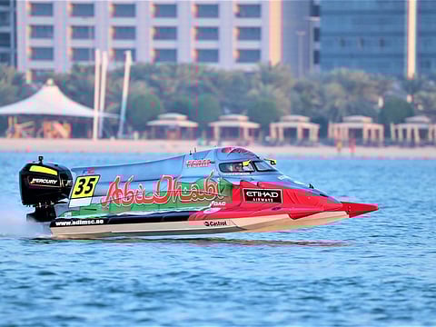 Rashid Al Qamzi in action in Abu Dhabi.