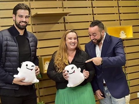 (From left) Jacob Andreou, Vice President of product at Snap Inc., Jeremi Gorman, Global Chief Business Officer at Snap Inc., and Hussein Freijeh, General Manager for Snap Inc., Middle East, in Dubai on 20th November, 2019. Photo Clint Egbert/Gulf News....